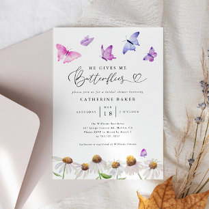 He Gives Me Butterflies Bridal Shower Invitation