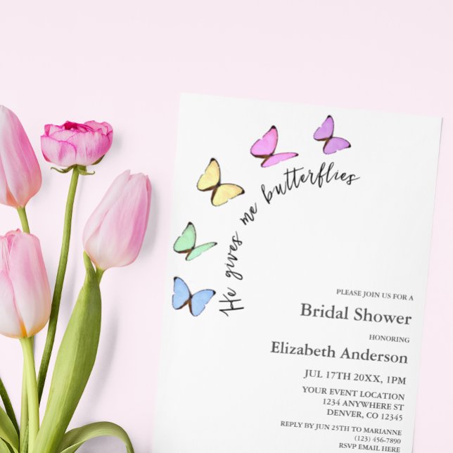 He Gives Me Butterflies Bridal Shower Invitation (Creator Uploaded)