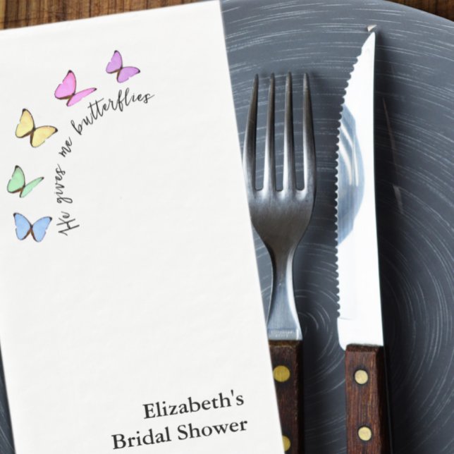 He Gives Me Butterflies Bridal Shower Napkin (Creator Uploaded)