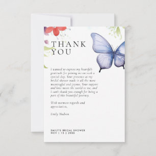 He Gives Me Butterflies Bridal Shower Thank You Card
