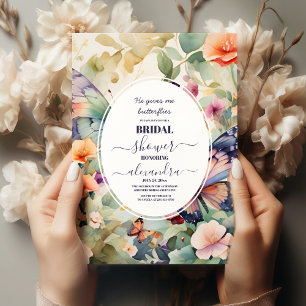 He Gives Me Butterflies Dusty Purple Bridal Shower Invitation