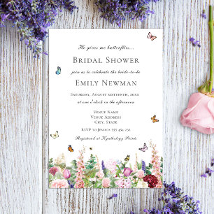 He Gives Me Butterflies Floral Bridal Shower Invitation
