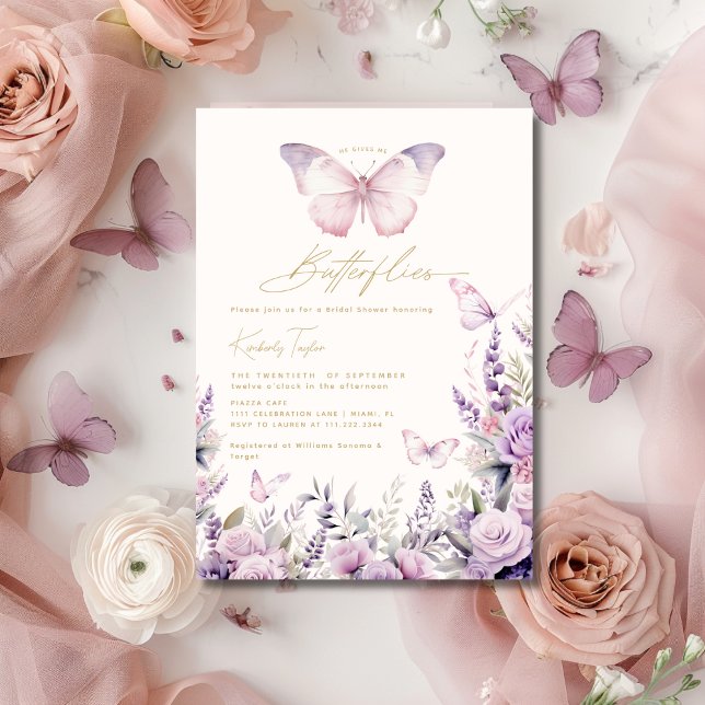 He Gives Me Butterflies Wildflowers Bridal Shower Invitation (He Gives Me Butterflies Wildflowers Bridal Shower Invitation)