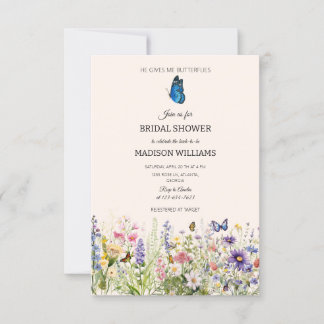 He Gives Me Butterflies Wildflowers Bridal Shower Invitation