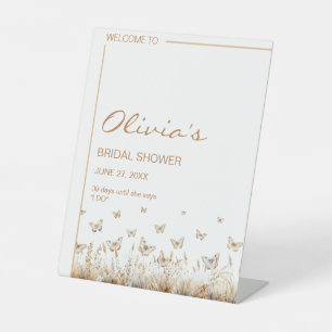 He gives me butterflies Wildflowers Bridal Shower  Pedestal Sign