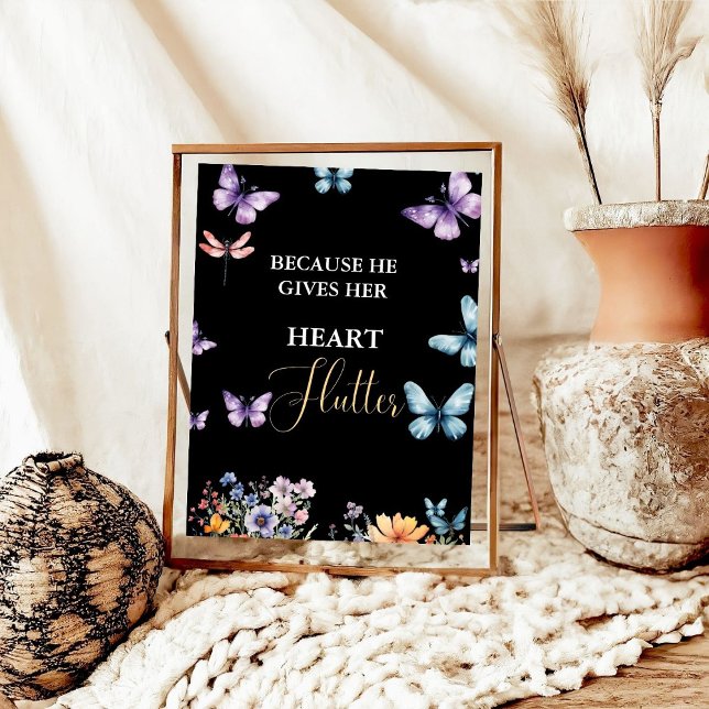He gives me butterflies Wildflowers Bridal Shower  Poster (Creator Uploaded)