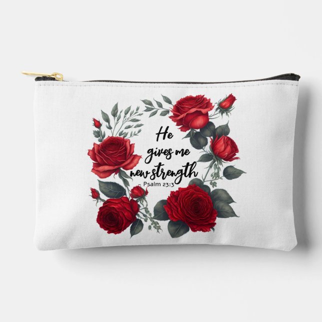 He Gives Me New Strength Accessory Pouch (Front)