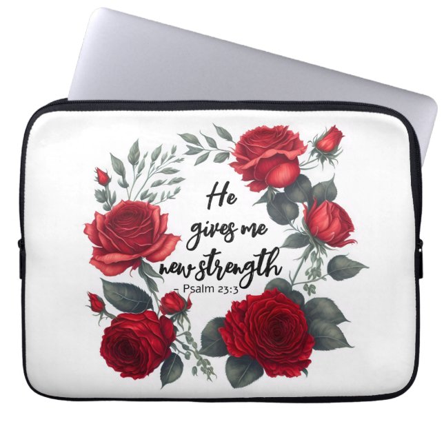 He Gives Me New Strength Laptop Sleeve (Front)