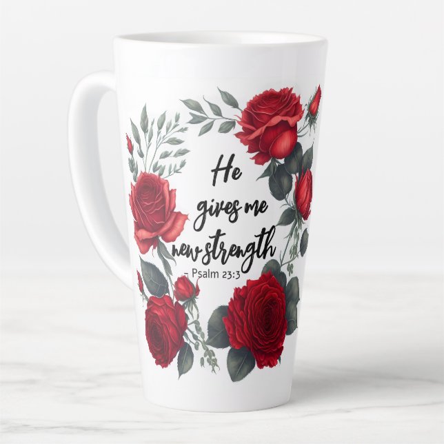 He Gives Me New Strength Latte Mug (Left Angle)