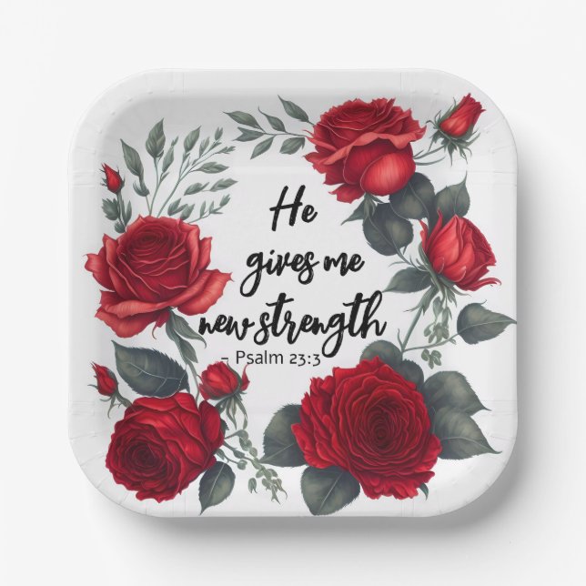 He Gives Me New Strength Paper Plate (Front)