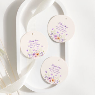 He Gives Purple Butterflies Thank You Bridal Showe Favour Tags
