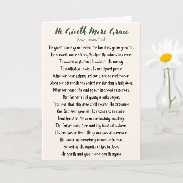 He Giveth More Grace Folded Card (Small Plant)
