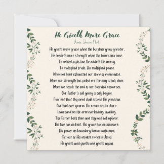 He Giveth More Grace Square Flat Card - Large