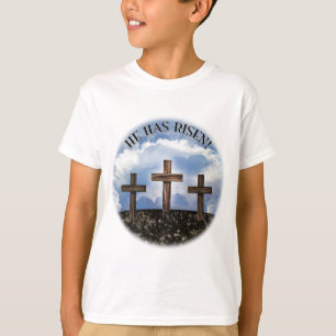 He Has Risen 3 Rugged Crosses Matthew 26:39 T-Shirt