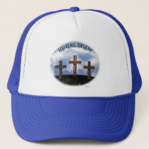 He Has Risen 3 Rugged Crosses Trucker Hat