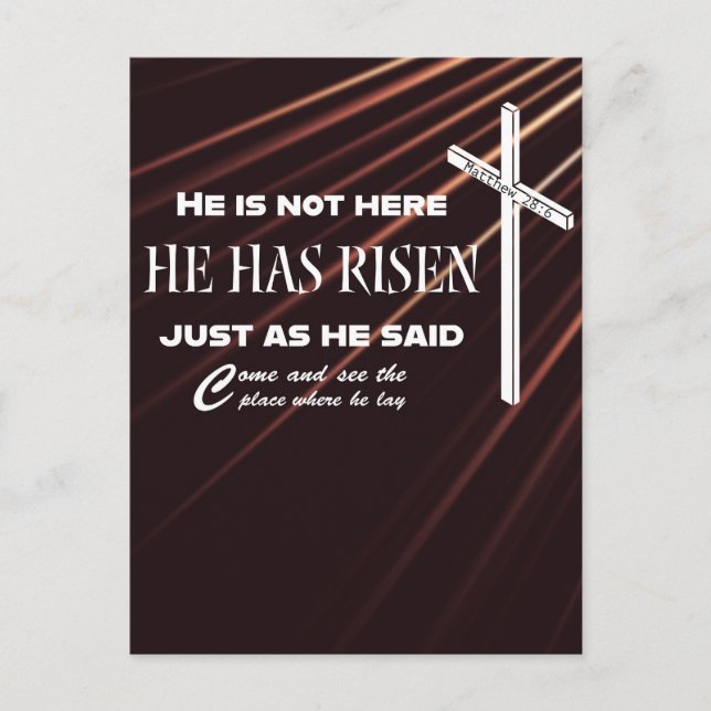 "He Has Risen" Bible Verse Christian Postcard (Front)