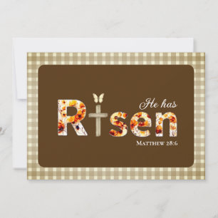 He has Risen Bible Verse Cross Religious Easter  Holiday Card