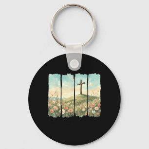 He Has Risen Easter Cross Matthew 28_6 Christian Key Ring