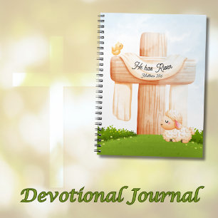 He has Risen Matthew 28:6 Easter Cross and Lamb Notebook