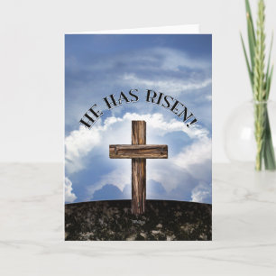He Has Risen Rugged Cross Sky Holiday Card