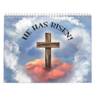 He Has Risen Rugged Cross With Clouds Calendar