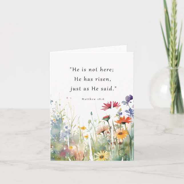 He Has Risen Watercolor Folded Holiday Card (Front)