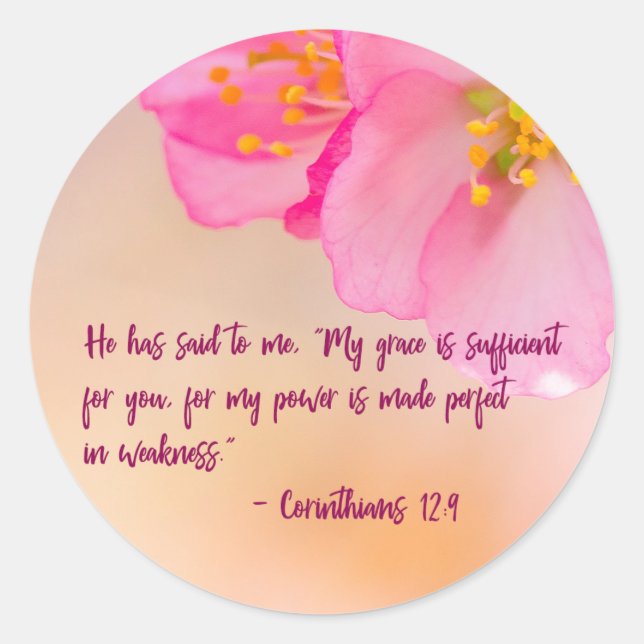 He Has Said To Me Christian Floral Inspirational Classic Round Sticker (Front)