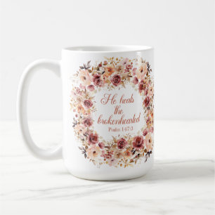 He Heals the Brokenhearted Fall Floral  Coffee Mug