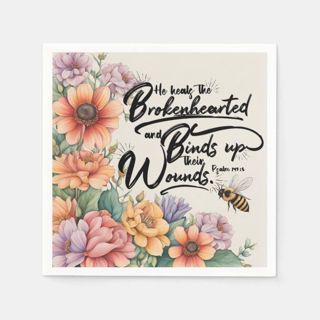 He Heals the Brokenhearted Napkin (Front)