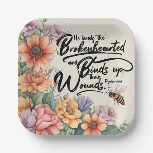 He Heals the Brokenhearted Paper Plate (Front)