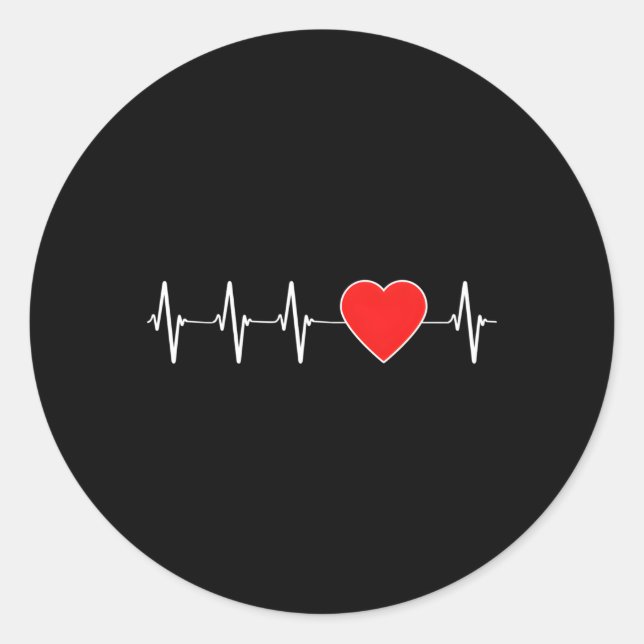He Health Hebeat Ekg Red He Disease Awareness Mont Classic Round Sticker (Front)