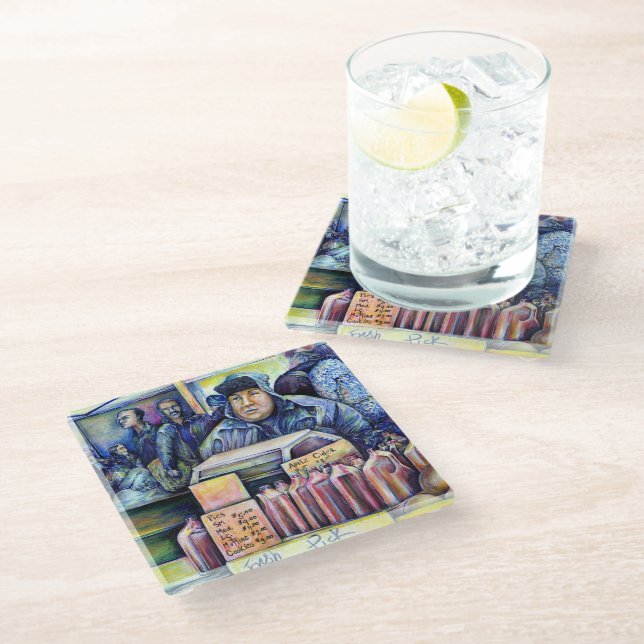 He Heard, What I Saw Glass Coaster (Angled)