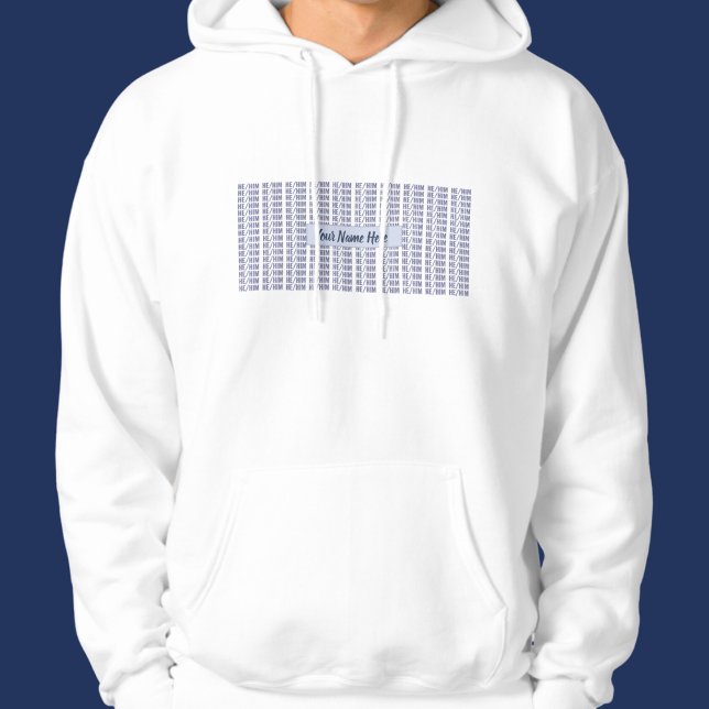 He Him Gender Pronouns in Blue Repeat Hoodie (Creator Uploaded)
