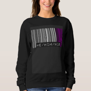 He Him His Pronouns Asexual Pride Flag Barcode Aes Sweatshirt