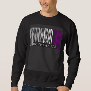 He Him His Pronouns Asexual Pride Flag Barcode Aes Sweatshirt