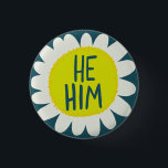 HE / HIM Pronouns Flower Pride Handlettered  3 Cm Round Badge<br><div class="desc">Decorate your outfit with this cool art button. Makes a great  gift! You can customise it and add text too. Check my shop for lots more colours and patterns! Let me know if you'd like something custom too.</div>