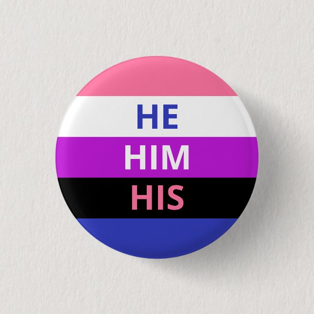 He/Him Pronouns Genderfluid Flag Badge (Front)