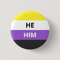 He/Him Pronouns Non-Binary Flag Badge