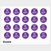 HE / HIM Pronouns Purple Handlettering Set of