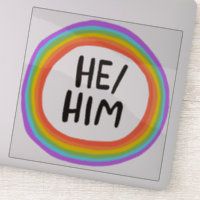 HE/HIM Pronouns Rainbow Circle Handlettering