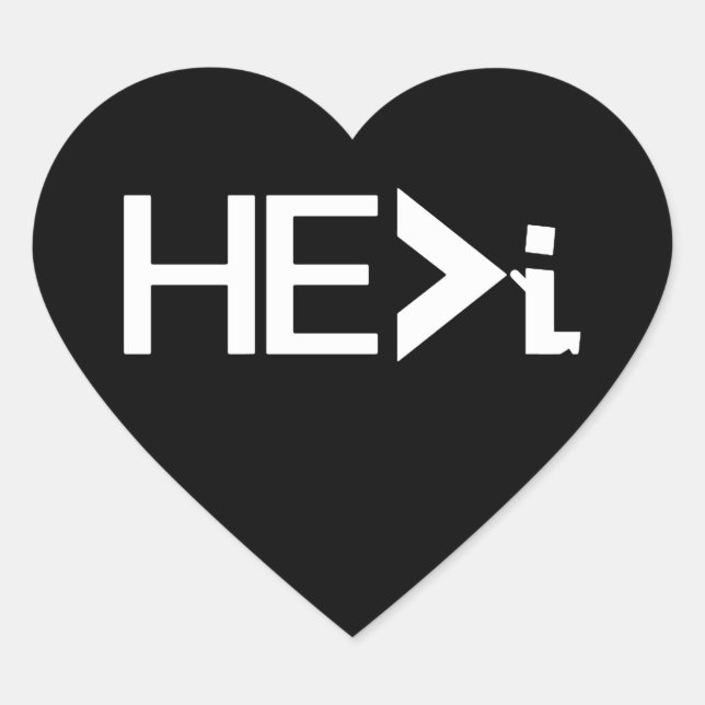 HE>i KNEELING PRAYING - HE Greater Than i WHITE Heart Sticker (Front)