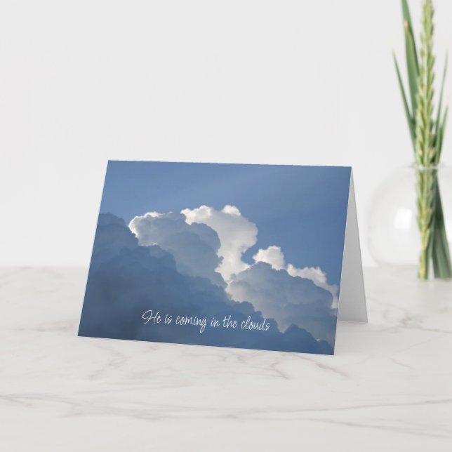 He is Coming in the Clouds Christian Quote Card (Front)