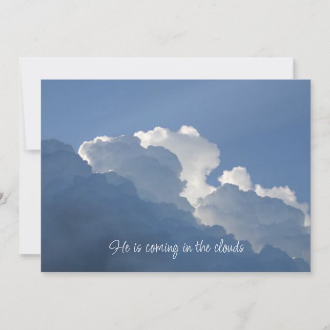 He is Coming in the Clouds Christian Quote Card (Front)