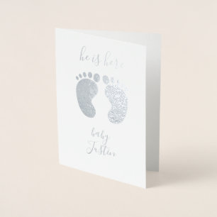 He is here Personalised Name Foil Card