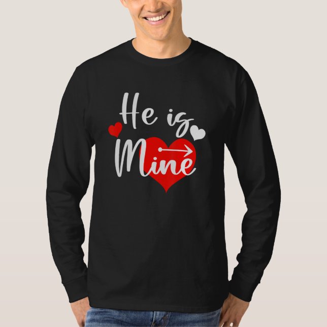 He is Mine Mens She is Mine Matching Couple Valent T-Shirt (Front)