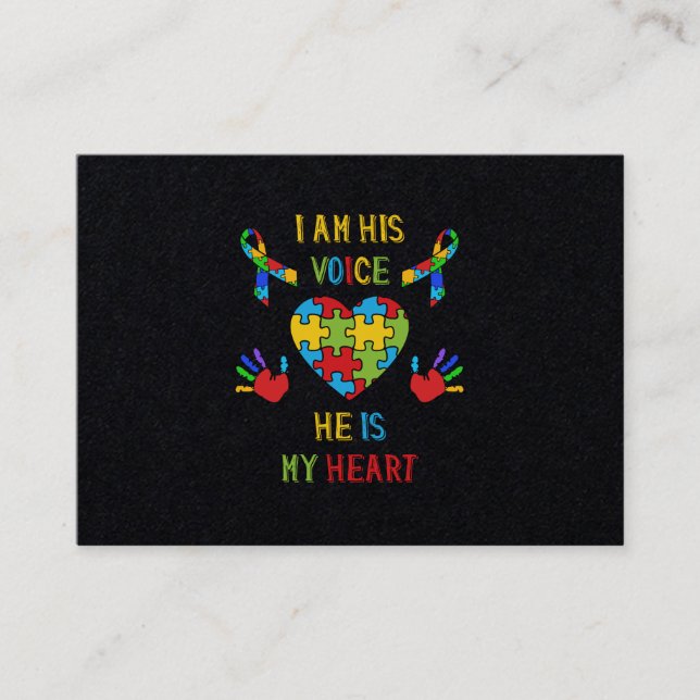He Is My Heart Autism Business Card (Front)