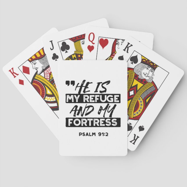 He Is My Refuge and My Fortress – Psalm 91:2 Bible Playing Cards (Back)