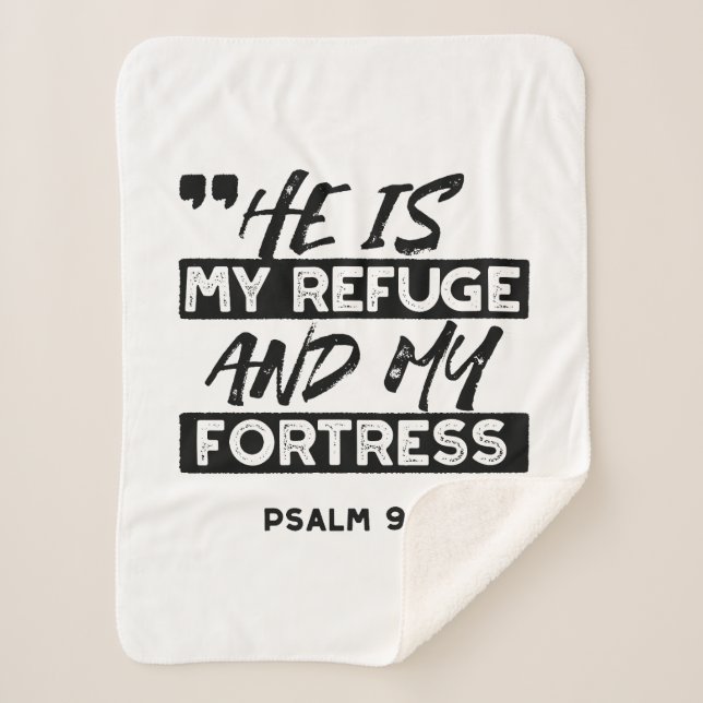 He Is My Refuge and My Fortress – Psalm 91:2 Bible Sherpa Blanket (Front)