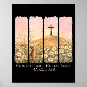 He Is Not Here He Has Risen Happy Easter Bunny Jes Poster