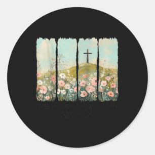 He Is Not Here, He Is Risen Wildflower Easter Chri Classic Round Sticker